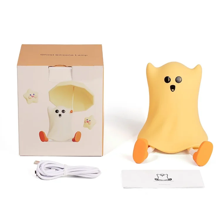 Silicone Night Light Halloween Halloween Lampada Touch a Forma di Fantasma Per Arredamento
