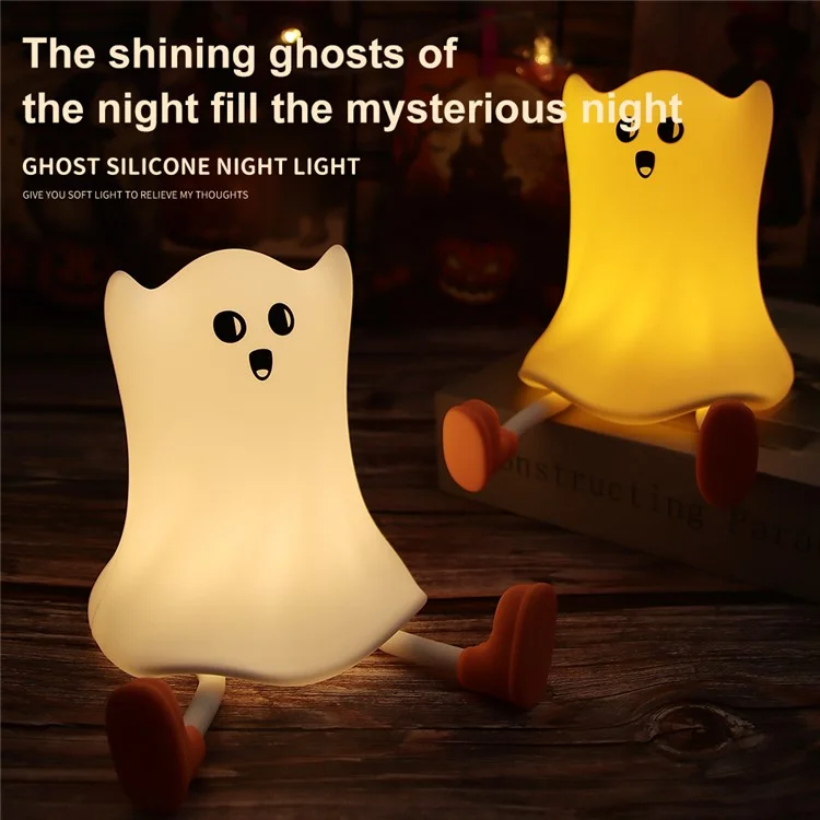 Silicone Night Light Halloween Halloween Lampada Touch a Forma di Fantasma Per Arredamento