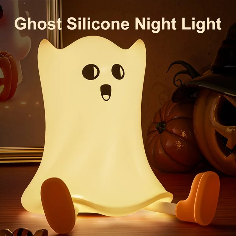 Silicone Night Light Halloween Halloween Lampada Touch a Forma di Fantasma Per Arredamento