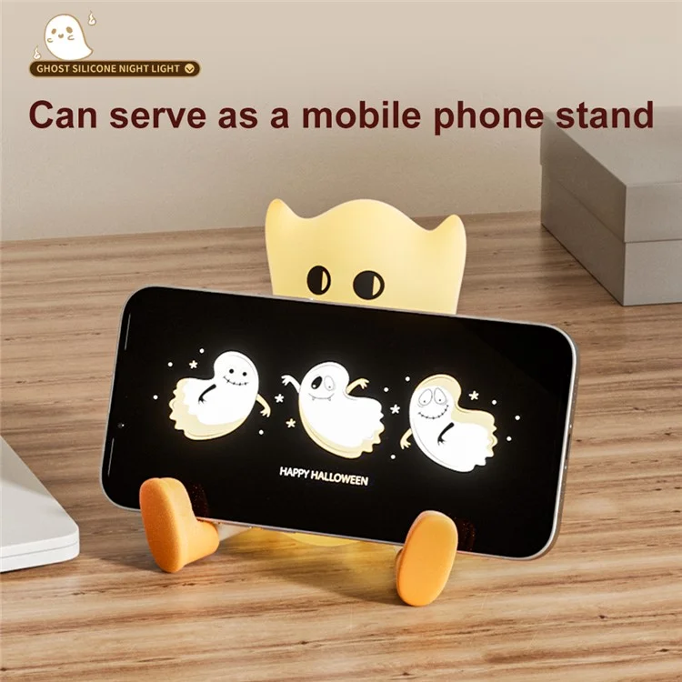 Silicone Night Light Halloween Halloween Lampada Touch a Forma di Fantasma Per Arredamento