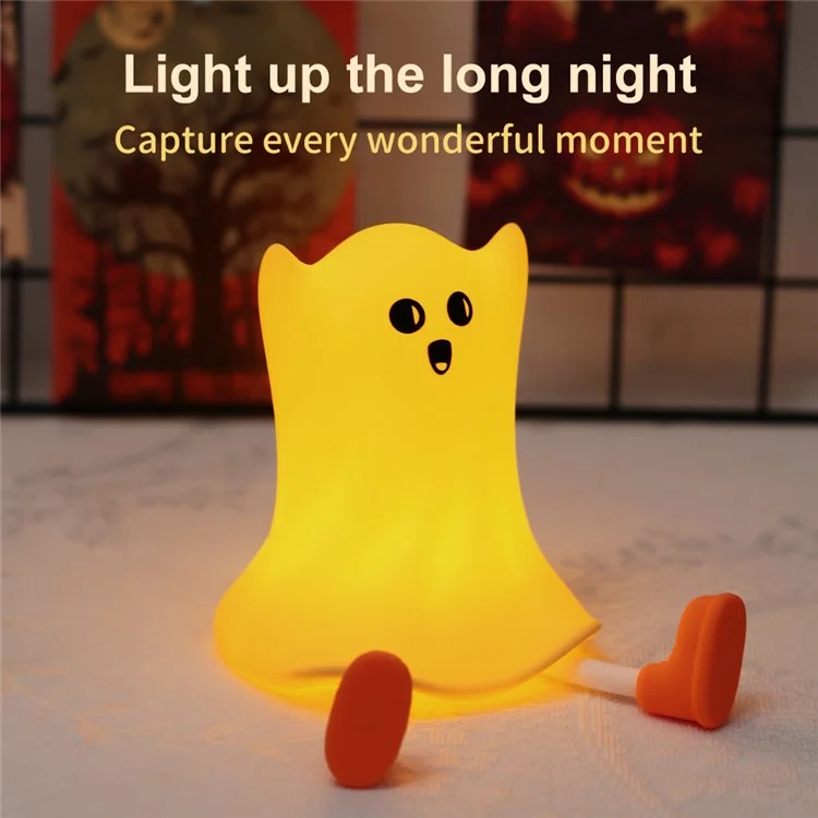 Silicone Night Light Halloween Halloween Lampada Touch a Forma di Fantasma Per Arredamento