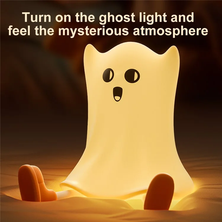 Silicone Night Light Halloween Halloween Lampada Touch a Forma di Fantasma Per Arredamento