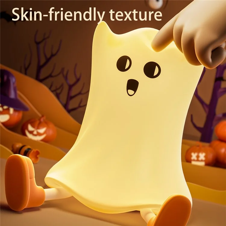 Silicone Night Light Halloween Halloween Lampada Touch a Forma di Fantasma Per Arredamento
