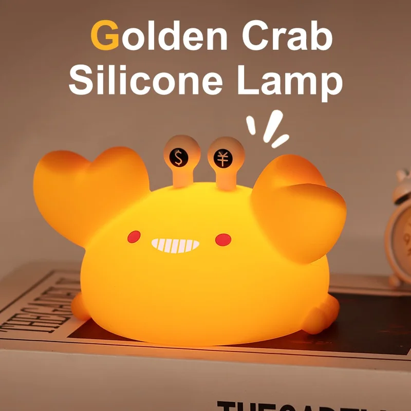 Silicone Night Light Crab-Shaped Bedside Touch Lamp for Room Decor (CE, FCC, ROHS, CPC Certified)