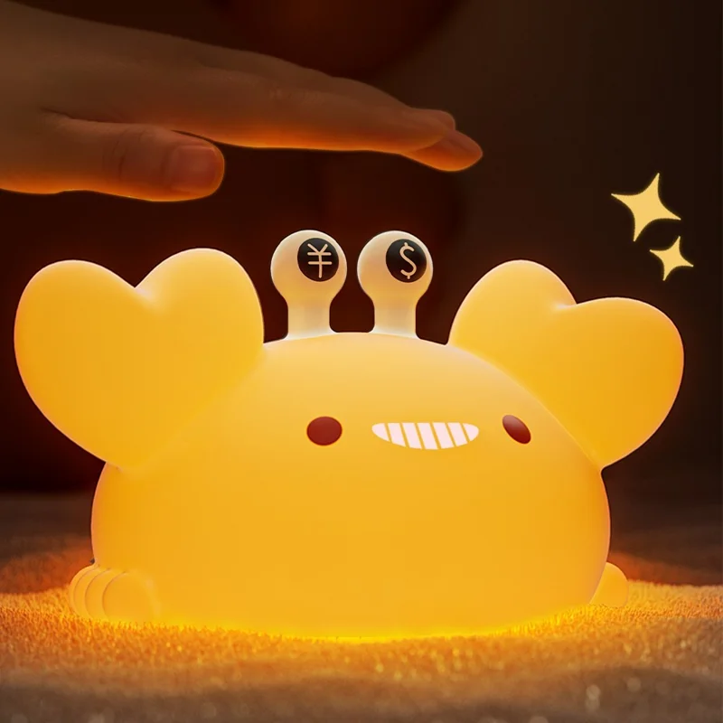 Silicone Night Light Crab-Shaped Bedside Touch Lamp for Room Decor (CE, FCC, ROHS, CPC Certified)
