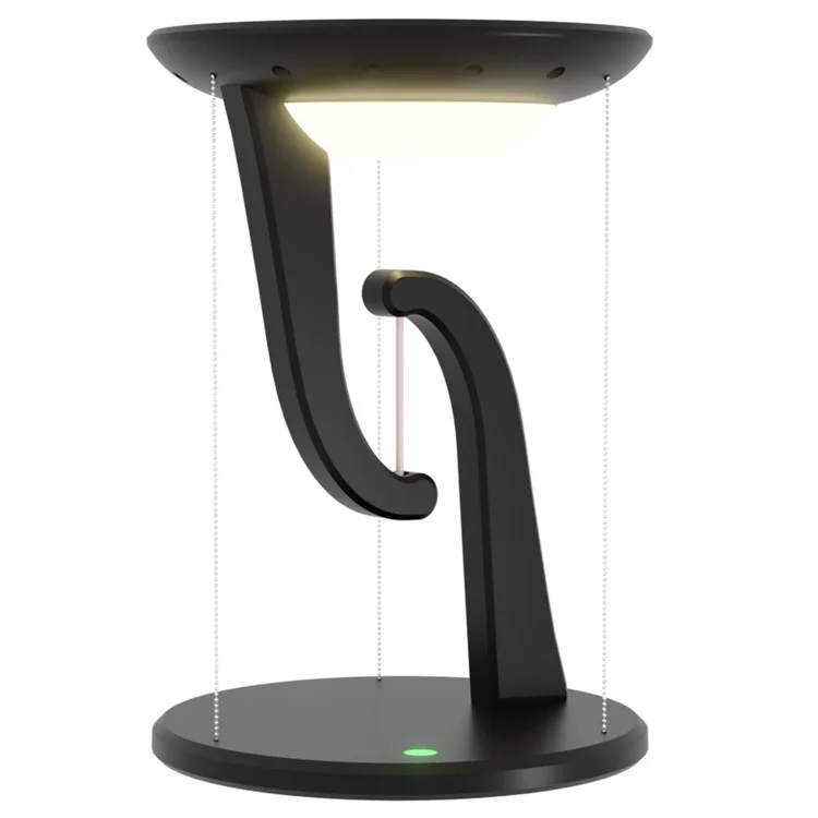 Carregador Wireless para Celular Móvel de 15W, Lâmpada de Atmosfera Noturna com Estrutura Anti-Gravidade Suspensa - Preto