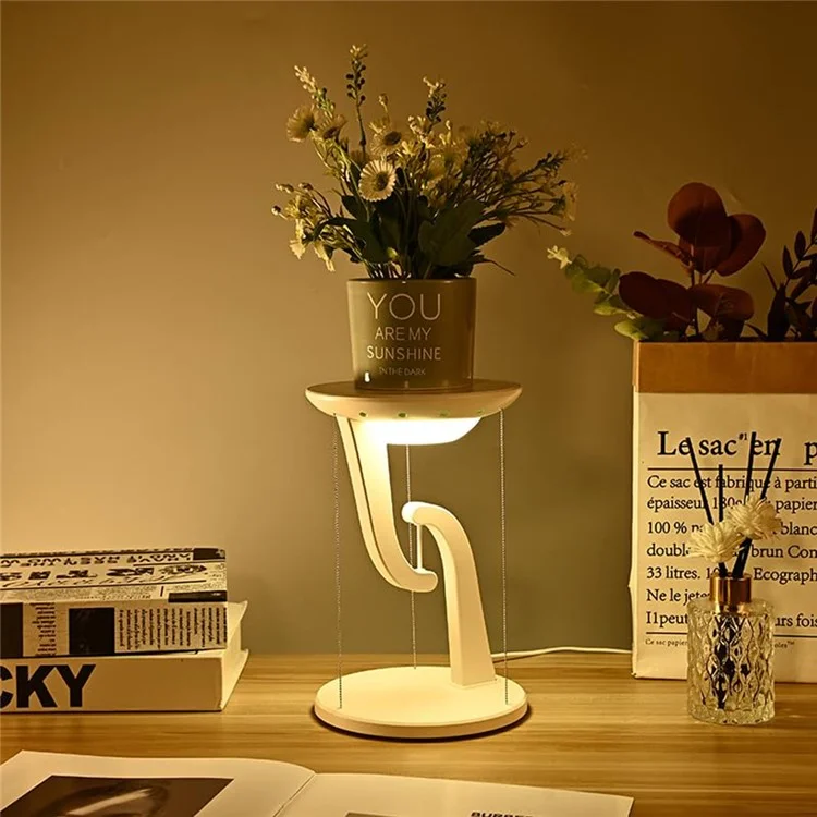 15W Mobile Phone Wireless Charger Suspended Anti-gravity Desk Lamp Atmosphere Night Light - White