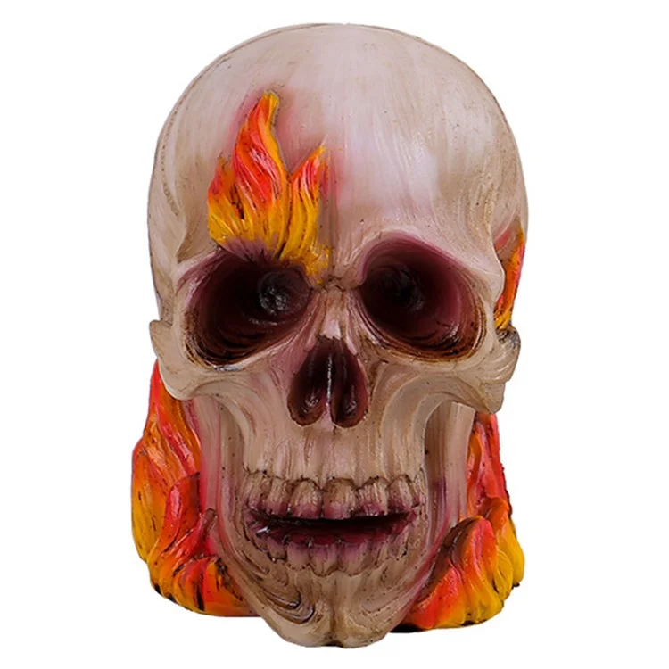 Halloween Desktop Skull Ornements Rose Skull Resin Crafts Horror Atmosphère Décoration - Style Flamme