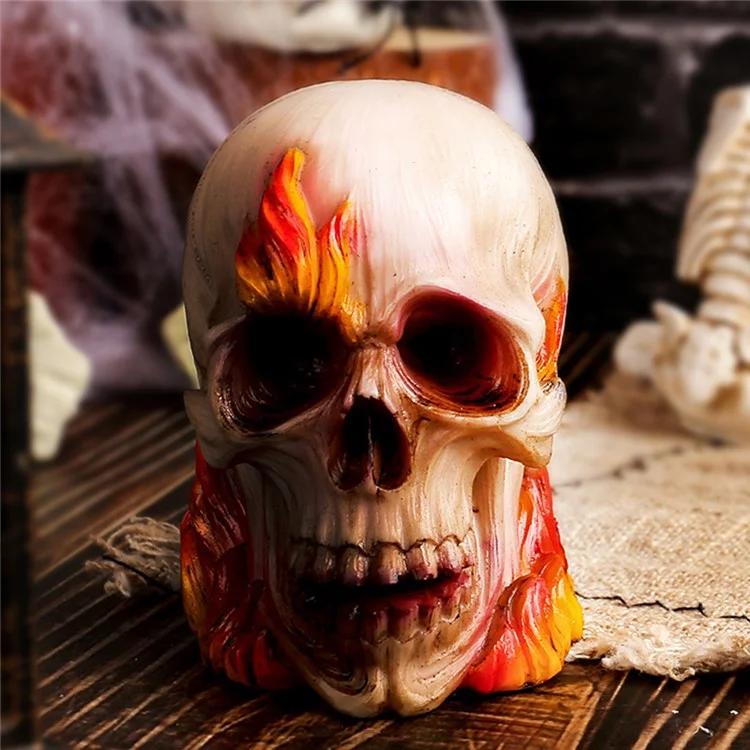 Halloween Desktop Skull Ornements Rose Skull Resin Crafts Horror Atmosphère Décoration - Style Flamme