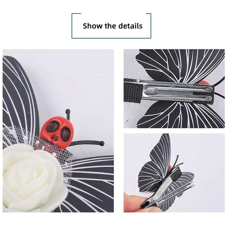 Halloween Skull Butterfly Clips Cosplay Party Batteranpins Accesorios Para el Cabello Pins de Cabello Duckbill