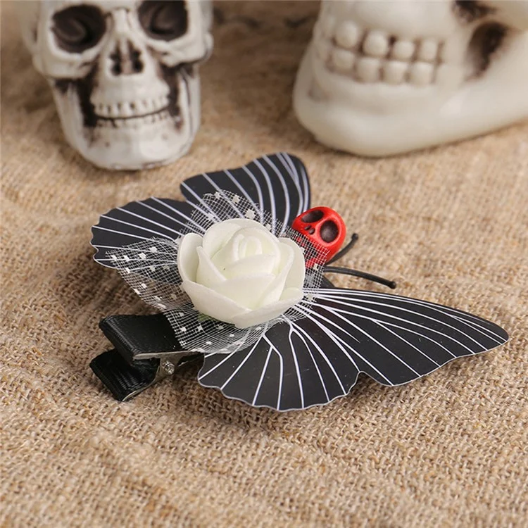 Halloween Skull Butterfly Clips Cosplay Party Batteranpins Accesorios Para el Cabello Pins de Cabello Duckbill