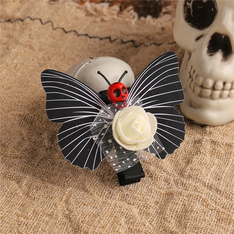 Halloween Skull Butterfly Clips Cosplay Party Batteranpins Accesorios Para el Cabello Pins de Cabello Duckbill