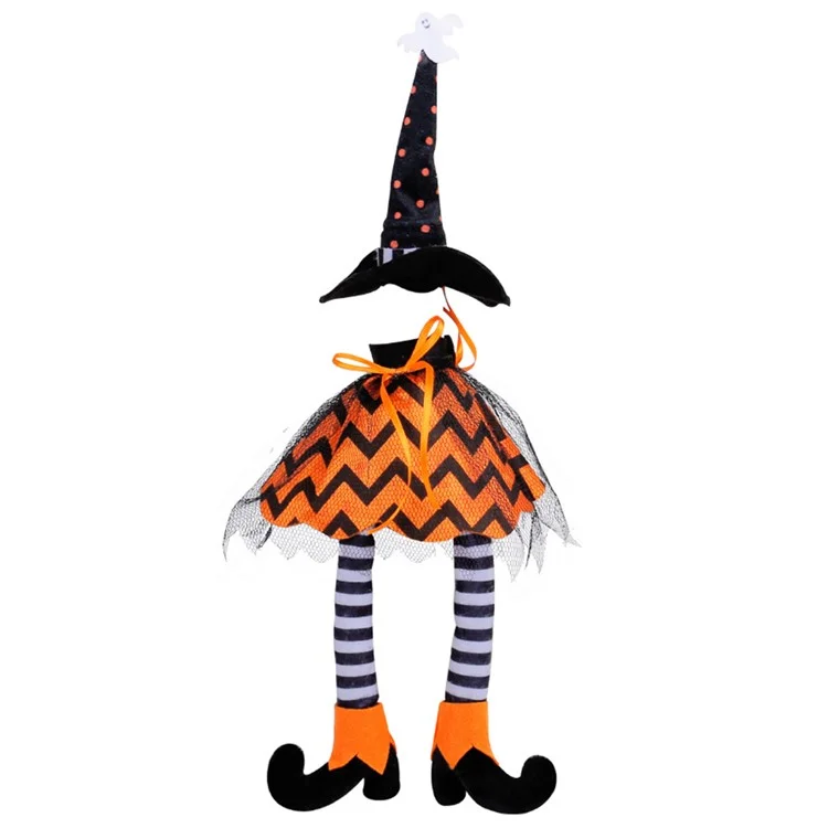 JJ3-8 Halloween Wine Bottle Capa Hat de Bruxa Longa Manga de Banganha de Vinho de Pernas - Amarelo