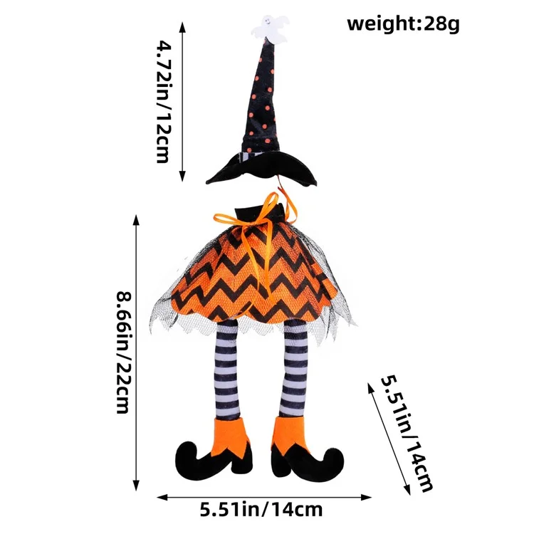 JJ3-8 Halloween Wine Bottle Capa Hat de Bruxa Longa Manga de Banganha de Vinho de Pernas - Amarelo