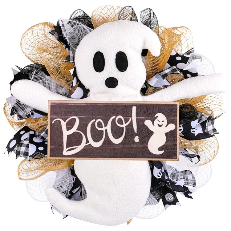Halloween Wooden Welcome Sign Hanging Sprooky Ghost Boo Letrero Decoración de la Puerta Delantera Decoración de la Puerta Delantera