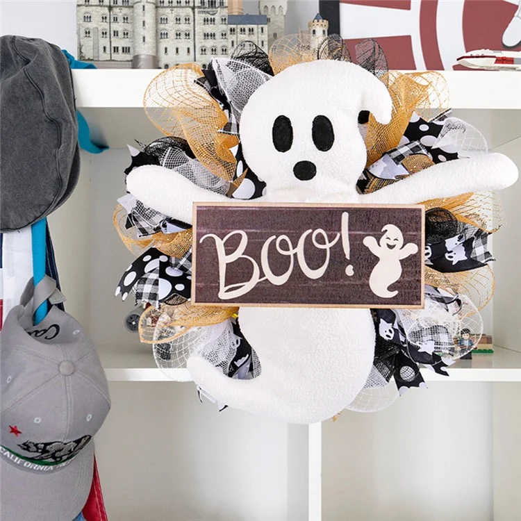 Halloween Wooden Welcome Sign Hanging Sprooky Ghost Boo Letrero Decoración de la Puerta Delantera Decoración de la Puerta Delantera
