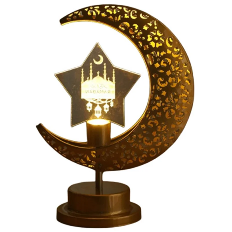 Bedside Lunar Lamp Acrylic+Iron Moon Shaped LED Table Lamp Crescent Night Light for Home Bedroom - Style A