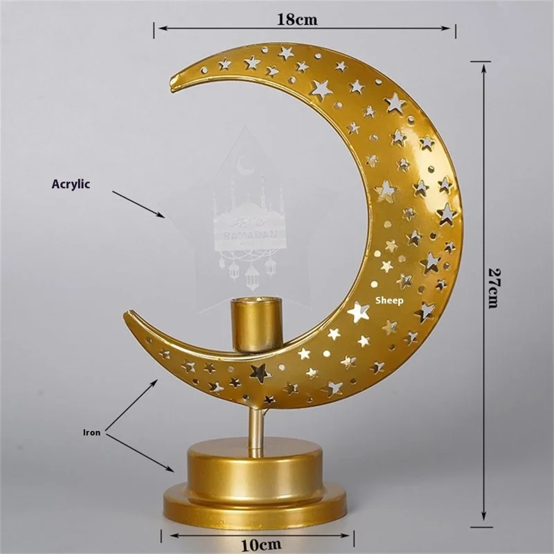 Bedside Lunar Lamp Acrylic+Iron Moon Shaped LED Table Lamp Crescent Night Light for Home Bedroom - Style A