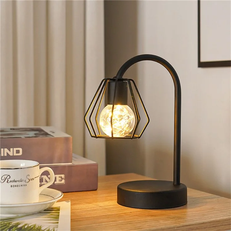 Lâmpada de Arte de Ferro com Formato de Gota d'Água Luz Quente Decoração Doméstica Enfeite Luz Noturna para Cabeceira - Gota d'Água / Preto