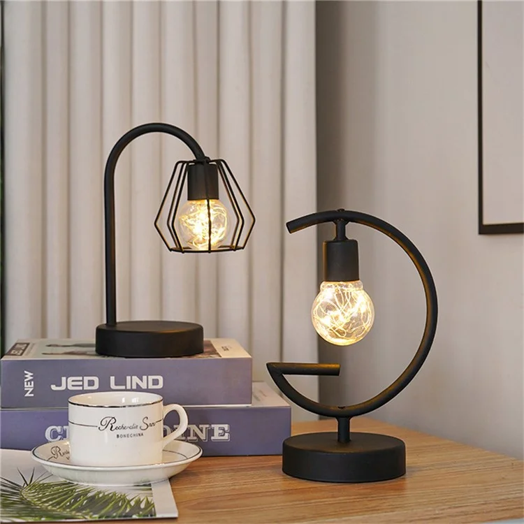 Lâmpada de Arte de Ferro com Formato de Gota d'Água Luz Quente Decoração Doméstica Enfeite Luz Noturna para Cabeceira - Gota d'Água / Preto