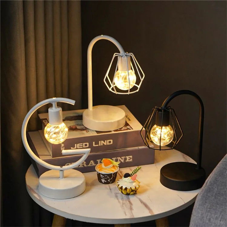 Lâmpada de Arte de Ferro com Formato de Gota d'Água Luz Quente Decoração Doméstica Enfeite Luz Noturna para Cabeceira - Gota d'Água / Preto