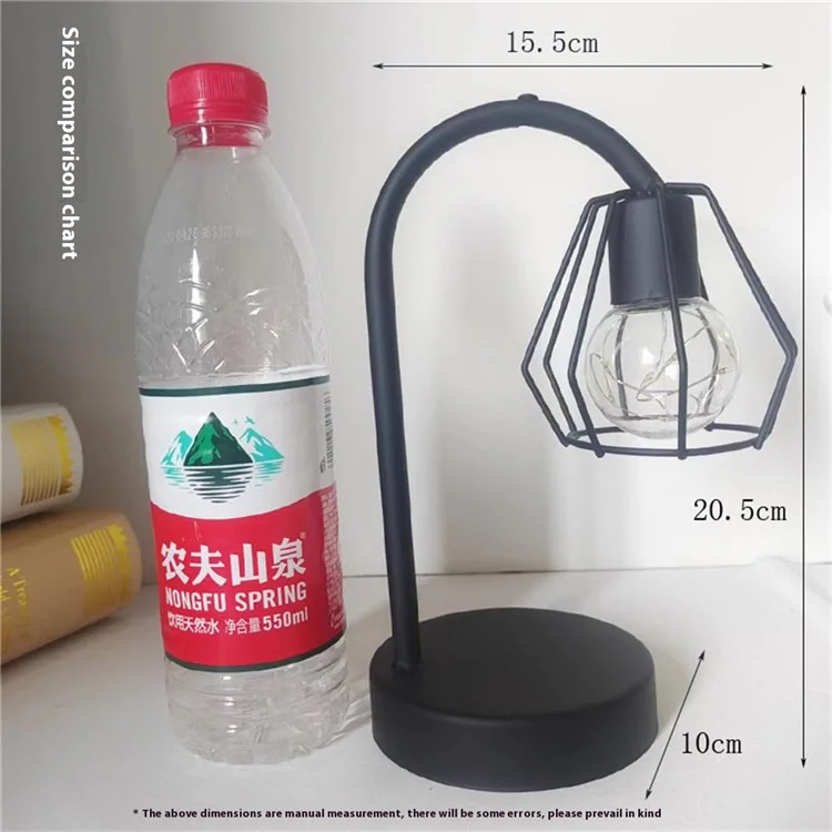 Lâmpada de Arte de Ferro com Formato de Gota d'Água Luz Quente Decoração Doméstica Enfeite Luz Noturna para Cabeceira - Gota d'Água / Preto