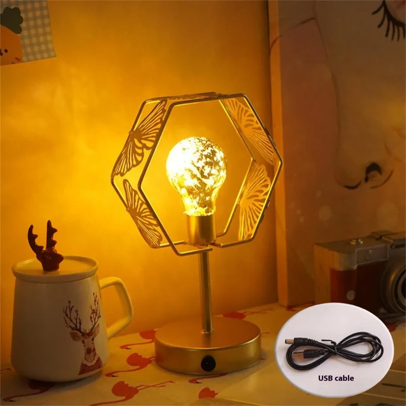 LED Iron Art Shape Lamp White Light Retro Decorative Ornament Night Light for Home Bedside - Star
