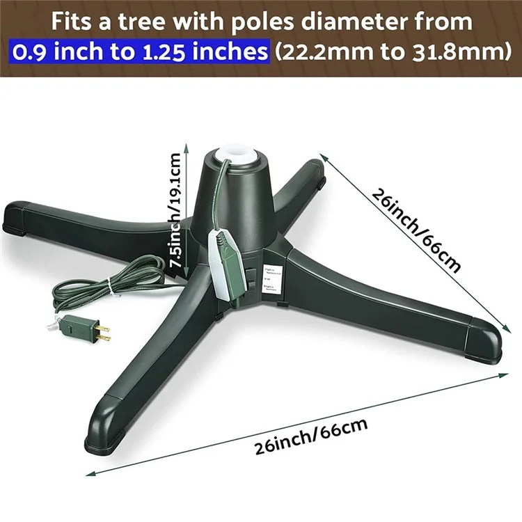 Christmas Tree Electric Rotating Base Plastic Christmas Tree 360-Degree Rotating Stand - EU Plug