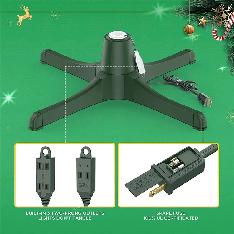 Christmas Tree Electric Rotating Base Plastic Christmas Tree 360-Degree Rotating Stand - EU Plug