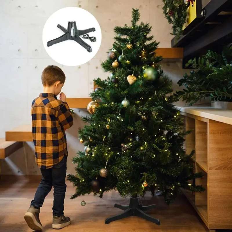 Christmas Tree Electric Rotating Base Plastic Christmas Tree 360-Degree Rotating Stand - US Plug