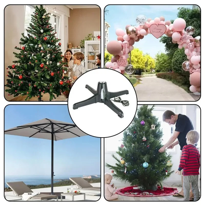 Christmas Tree Electric Rotating Base Plastic Christmas Tree 360-Degree Rotating Stand - US Plug