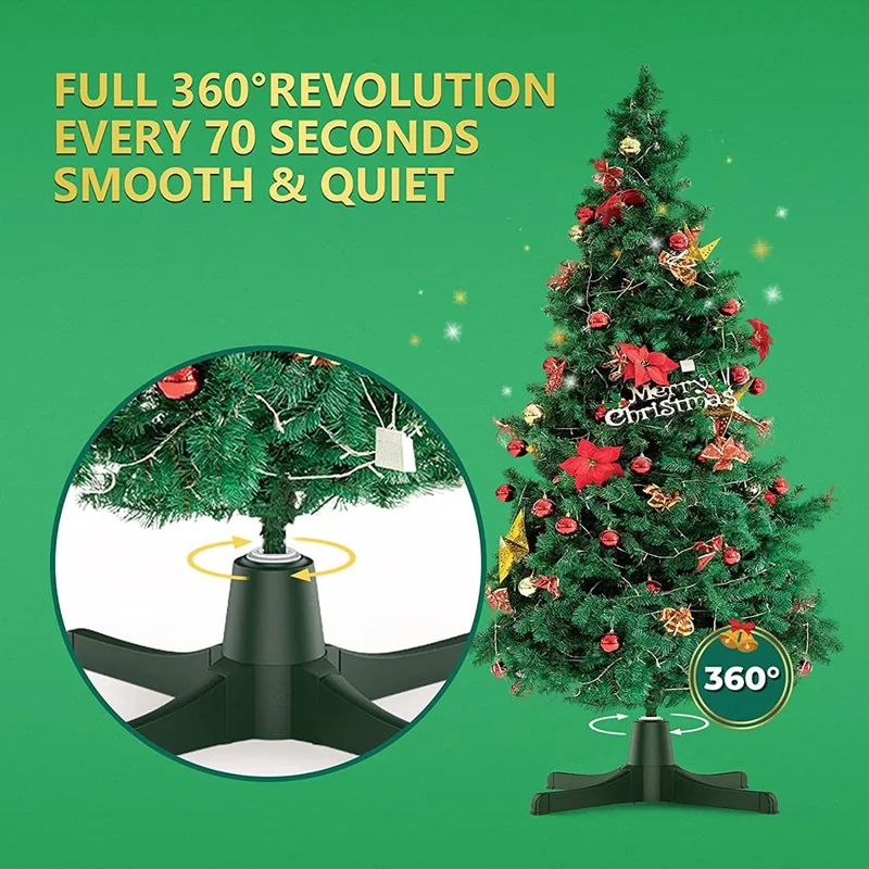 Christmas Tree Electric Rotating Base Plastic Christmas Tree 360-Degree Rotating Stand - US Plug
