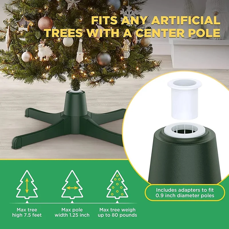 Christmas Tree Electric Rotating Base Plastic Christmas Tree 360-Degree Rotating Stand - US Plug