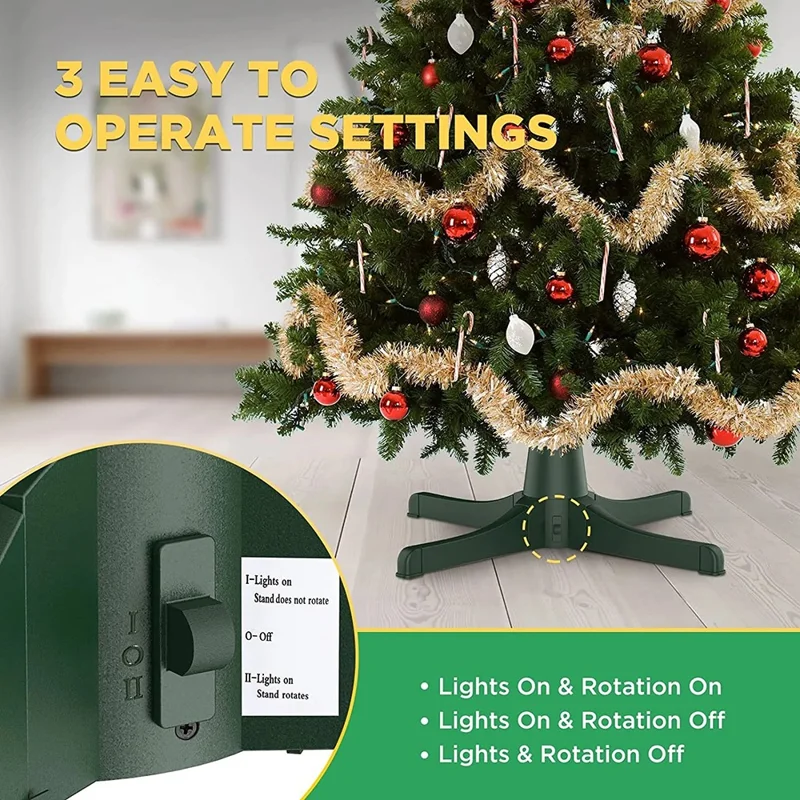 Christmas Tree Electric Rotating Base Plastic Christmas Tree 360-Degree Rotating Stand - US Plug