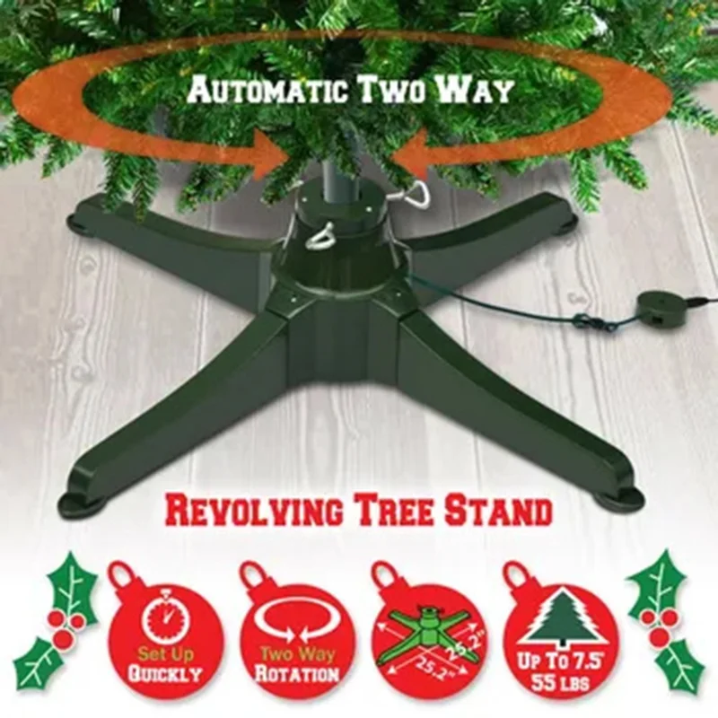 Christmas Tree Electric Rotating Base Plastic Christmas Tree 360-Degree Rotating Stand - US Plug