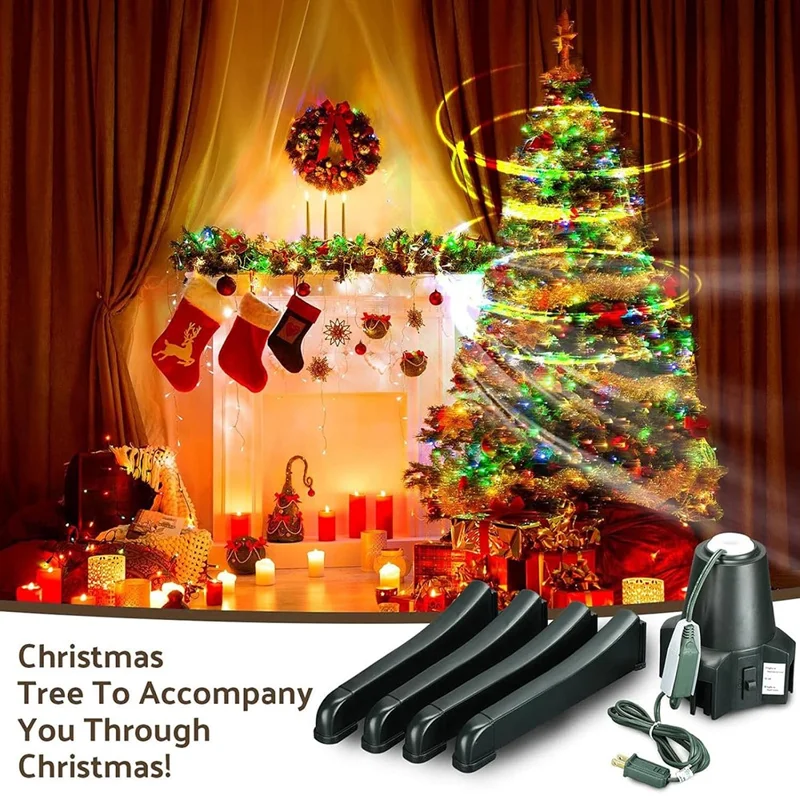 Christmas Tree Electric Rotating Base Plastic Christmas Tree 360-Degree Rotating Stand - US Plug