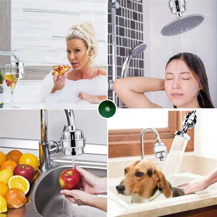 Filtre à eau pour salle de bain en 15 étapes, élimine le chlore et les métaux lourds, avec tête de douche filtrante et 1 filtre