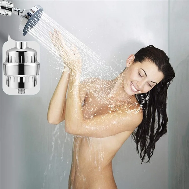Filtre à eau pour salle de bain en 15 étapes, élimine le chlore et les métaux lourds, avec tête de douche filtrante et 1 filtre
