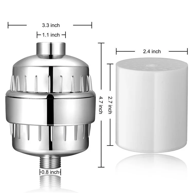 Filtre à eau pour salle de bain en 15 étapes, élimine le chlore et les métaux lourds, avec tête de douche filtrante et 1 filtre