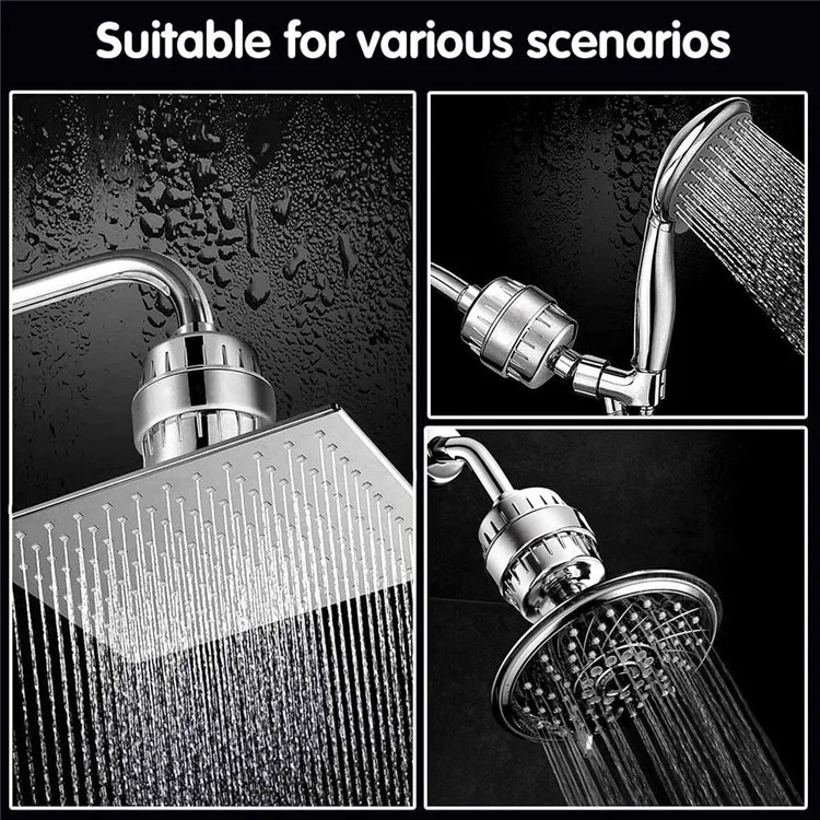 Filtre à eau pour salle de bain en 15 étapes, élimine le chlore et les métaux lourds, avec tête de douche filtrante et 1 filtre