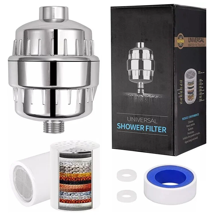 Filtre à eau de douche en 10 étapes pour éliminer le chlore et les métaux lourds, avec 2 filtres