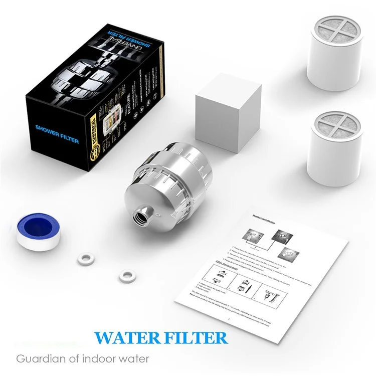 Filtre à eau de douche en 10 étapes pour éliminer le chlore et les métaux lourds, avec 2 filtres