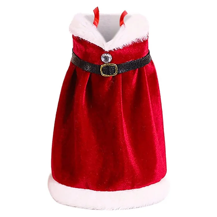 Velvet Wine Bottle Cover Santa Red Wine Bottle Sweater Cover with Belt Set for Christmas Party - Dress