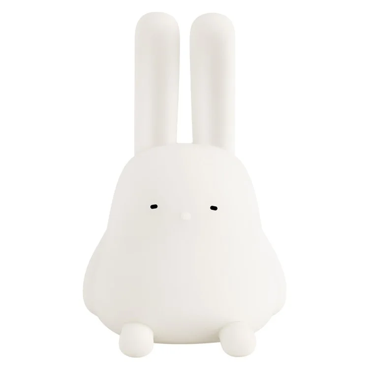 Cartoon Folded Ear Rabbit ABS+Silicone LED Night Lamp Rechargeable Bedside Tap Light Home Decor