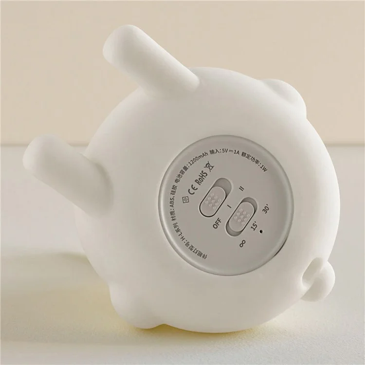 Cartoon Folded Ear Rabbit ABS+Silicone LED Night Lamp Rechargeable Bedside Tap Light Home Decor