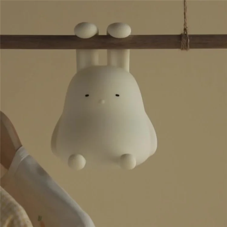 Cartoon Folded Ear Rabbit ABS+Silicone LED Night Lamp Rechargeable Bedside Tap Light Home Decor