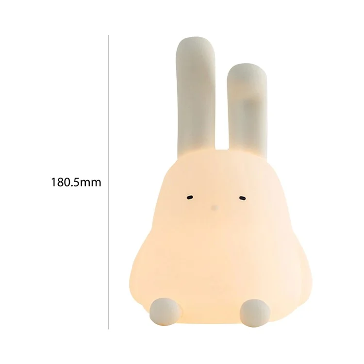 Cartoon Folded Ear Rabbit ABS+Silicone LED Night Lamp Rechargeable Bedside Tap Light Home Decor