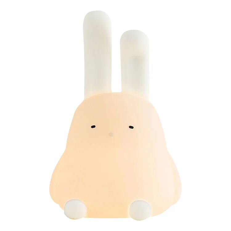 Cartoon Folded Ear Rabbit ABS+Silicone LED Night Lamp Rechargeable Bedside Tap Light Home Decor