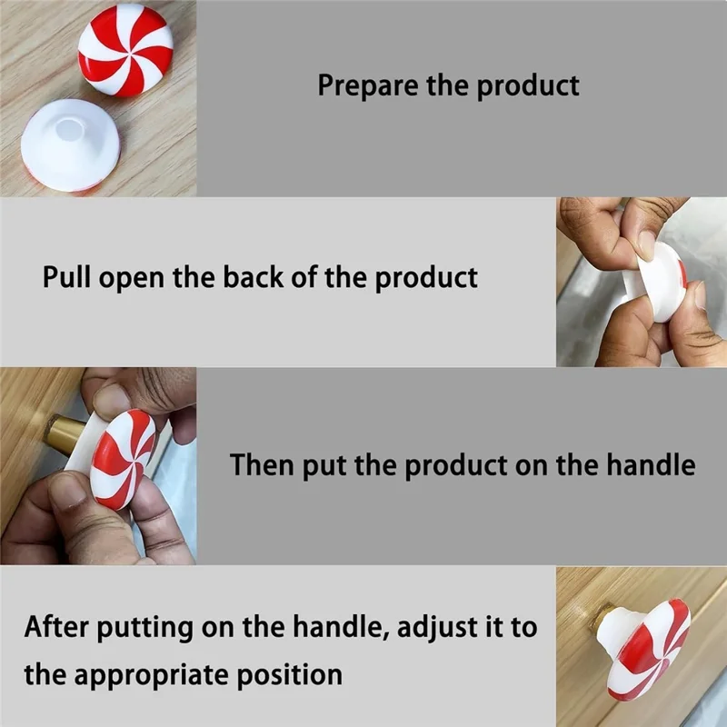 20PCS Christmas Silicone Red and White Candy Cabinet Handle Covers Christmas Decorations for Kitchen, Living Room and Bedroom Cabinets