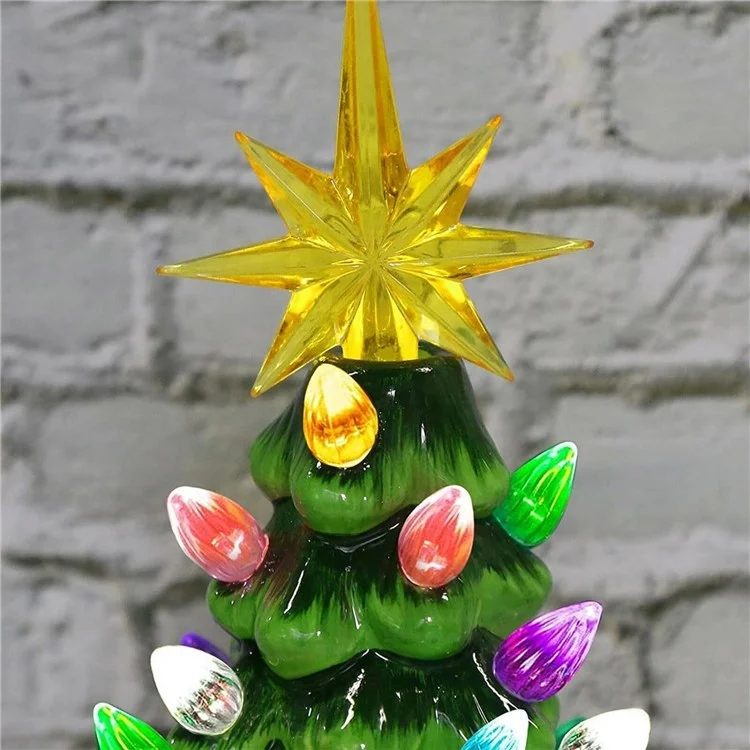 Christmas Battery Luminous Resin Gnome Colorful Light Ceramic Christmas Tree Christmas Table Decorations